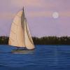 "Sailing by Moonlight", 8" x 6", oil on panel, Robert K. Roark.